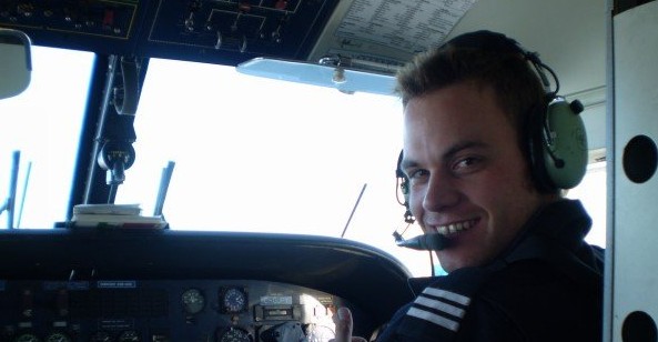 Langley Flying School Graduate Peter Palme flying the Skyvan.  Langley Flying School.